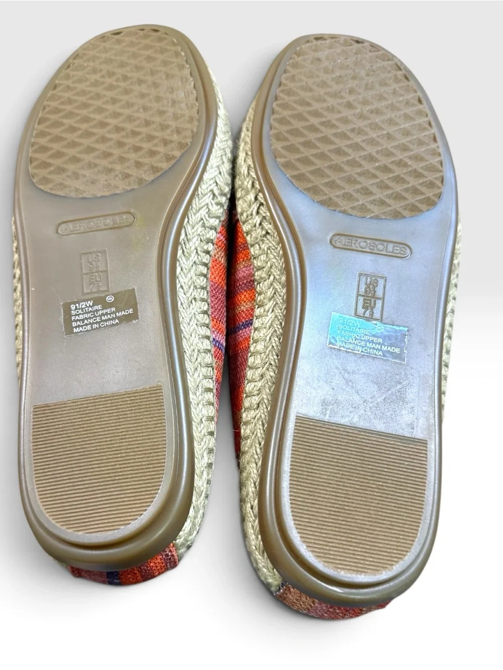 Aerosoles Solitaire Striped Espadrille Flats Size 9.5W Orange Pink